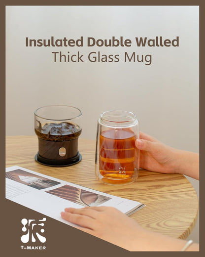 ZENS Modern Glass Infuser Teapot, One Touch Tea Maker for Loose Leaf Tea with Insulated Mug and Portable Case. Enchanted Pot Alternatives for Tea Lover Gifts