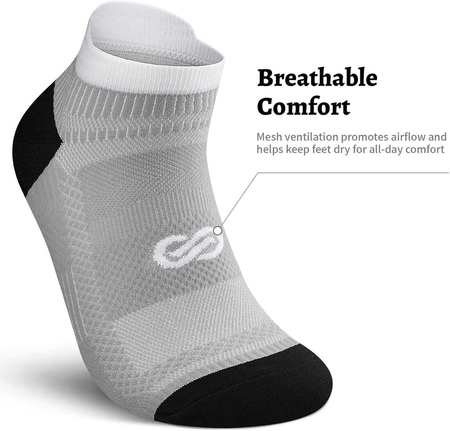 PAPLUS Ankle Compression Sock for Men and Women 2/4/6 Pairs, Low Cut Compression Running Sock with Ankle Support