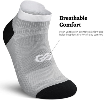 PAPLUS Ankle Compression Sock for Men and Women 2/4/6 Pairs, Low Cut Compression Running Sock with Ankle Support