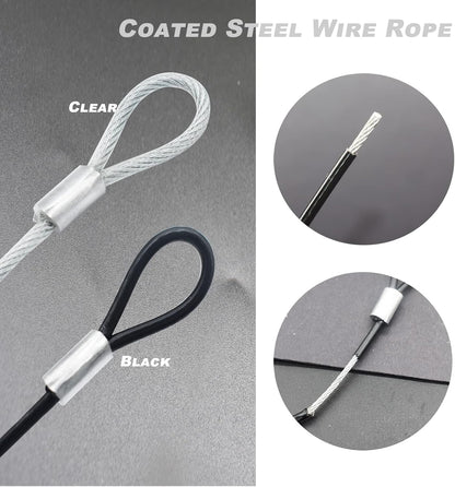 8FT 6mm Stainless Steel Security Cable Lock,Braided Steel Vinyl Coated Safety Cable Luggage Lock,Flexible Steel Cable Security Wire Rope Double Loop,Green