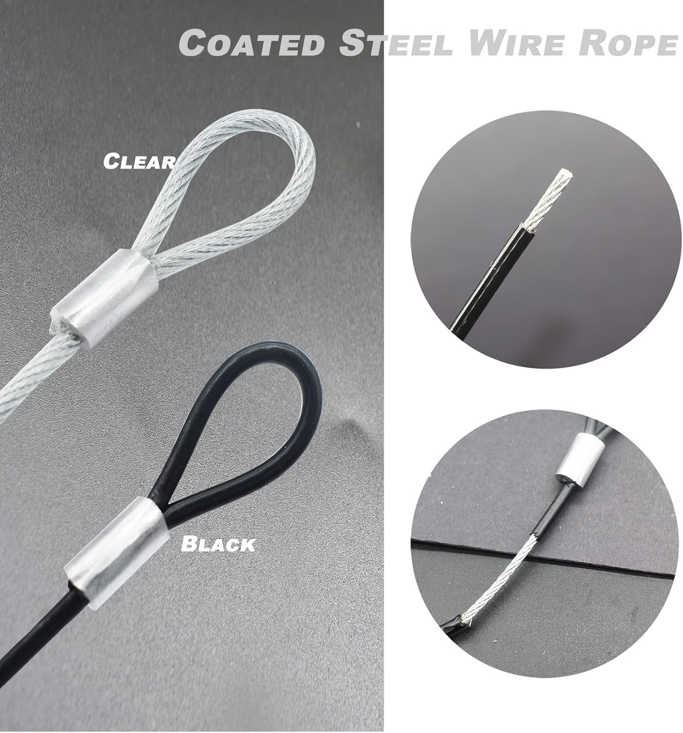5FT 6mm Stainless Steel Security Cable Lock,Braided Steel Vinyl Coated Safety Cable Luggage Lock,Flexible Steel Cable Security Wire Rope Double Loop,Green