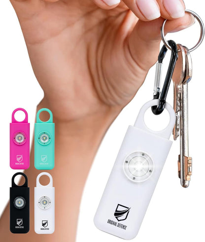 Original Defense® Siren Self-Defense Alarm (White) - 130 dB Keychain Alarm with LED Strobe Light for Women, Children, and Elderly - Police Recommended