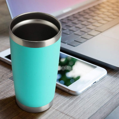 HASLE OUTFITTERS 20oz Stainless Steel Tumblers Bulk, Insulated Travel Cup with Lid, Double Wall Vacuum Coffee Mug for Cold & Hot Drinks 4 Pack, Light Blue