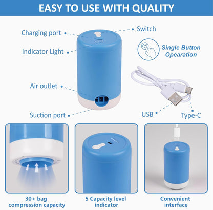 Cozy Essential Travel Vacuum Bags with Rechargeable Electric Pump, 10 Pack Vacuum Travel Bags for Luggage and Suitcase, Vacuum Seal Space Saver Compression for Clothes Clothing