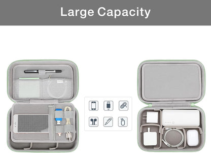 MOSISO Electronic Organizer Travel Case Compatible with MacBook Power Adapter, Compatible with Magic Mouse & Pencil, SD Card, USB Flash Disk with 4 Modular Insert & 2 Cable Tie & Snap Hook, Green