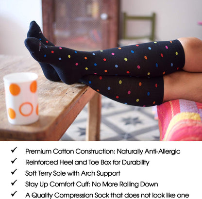 Cotton Compression Socks for Women & Men. 15-20 mmHg Support Knee-High Berry Stripes M/L