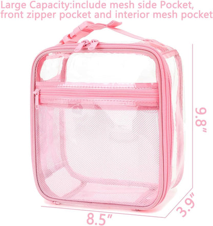 FlowFly Kids Lunch box Insulated Soft Bag Mini Cooler Back to School Thermal Meal Tote Kit for Girls, Boys, PinkClear