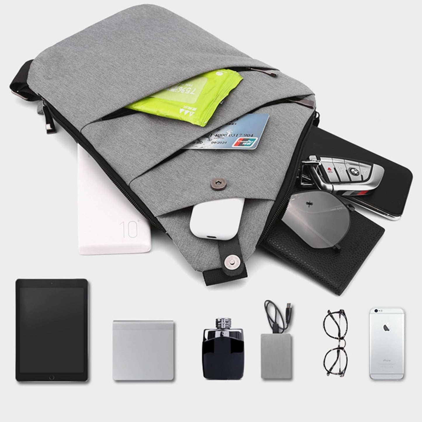 Anti Theft Crossbody Bags for Women Men, Multi-Pocket Shoulder Bag, Slim Sling Purse with 2 RFID Blocking Card (Right Shoulder-Viola)