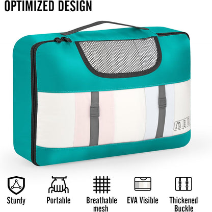 Veken 10 Set Packing Cubes for Kids & Toddler, Airplane Travel Essentials, Beach Vacation & Road Trip Suitcase Organizer Bags Set for Luggage, with Hanging Toiletry & Shoe Bag