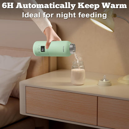 Portable Bottle Warmer for Travel, Baby Bottle Warmer with Adjustable Temp & Keep Warm for Formula, Breastmilk, Super Fast Charging & Rechargeable Milk Warmer, Cordless Water Warmer