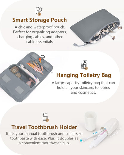 Compression Packing Cubes 12 Set, Suitcase Organizers, Extendable Packing Cubes, Gray