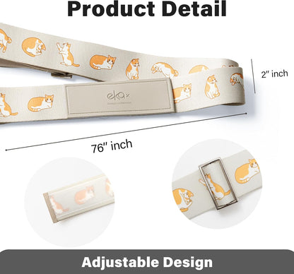 Luggage Straps for Suitcases,Adjustable Luggage Elastic Belt, Travel Essentials for Airport,Station, Vibrant Designs,(Orange Tabby)