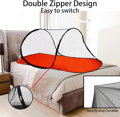 CMINGJ Large Pop Up Mosquito Tent, Portable Foldable Mosquito Net with Bottom for Bed Camping Travel Patio, Suitable for Outdoor Indoor (78 * 28 * 27inch) Orange Bottom