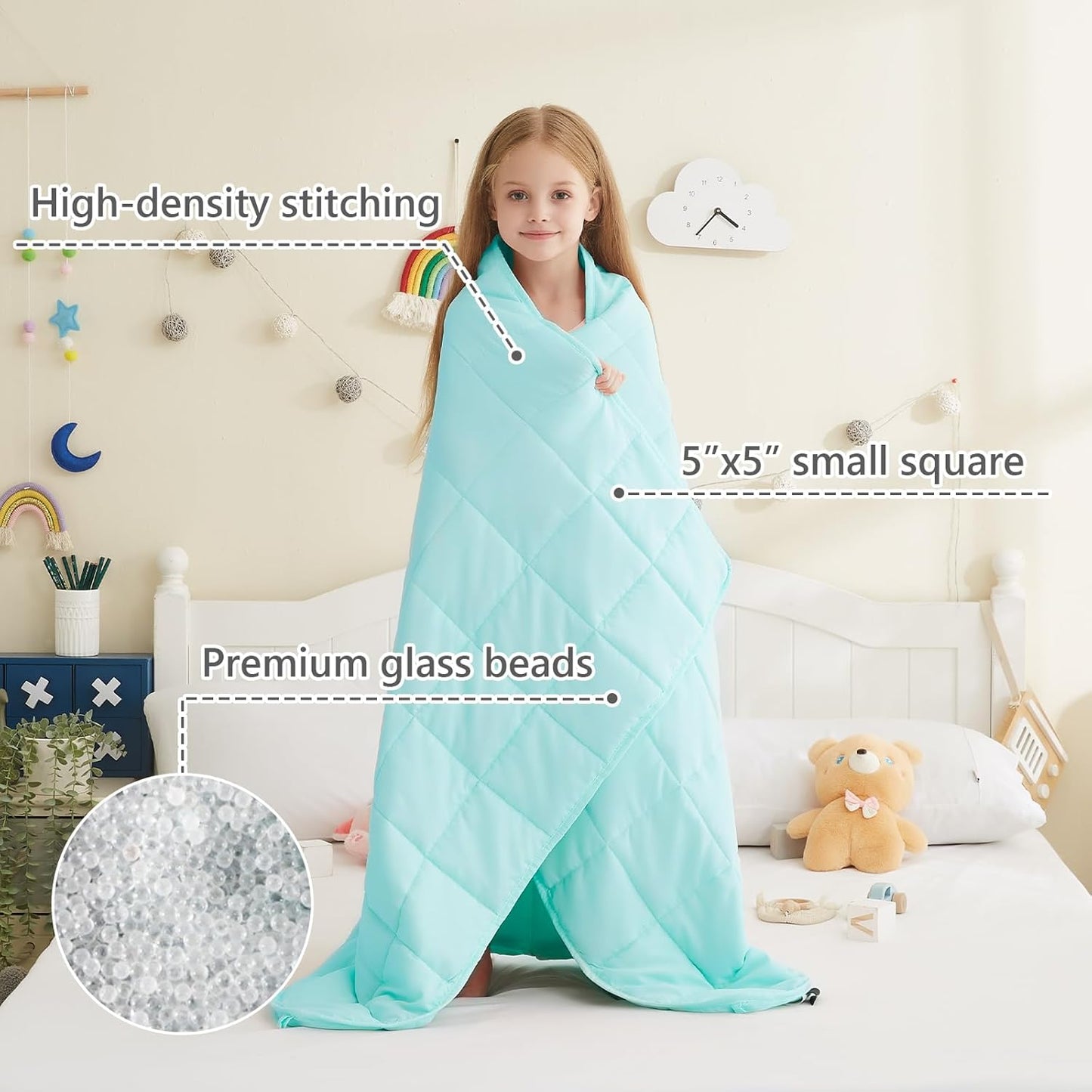 L'AGRATY Weighted Blanket - 36"x48" 3lbs Weighted Blanket Microfiber Material with Glass Beads Small Blanket for All-Season Summer Fall Winter Soft Thick Blanket