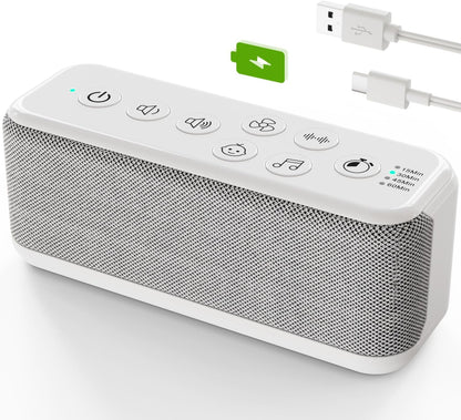 OnLyee White Noise Machine for Office Privacy & Noise Canceling, USB Rechargeable Sound Machine for Sleeping Adults, 42 Soothing Sounds, Lullabies, Fan Sounds, Auto-Off Timer – Ideal for Sleep & Focus