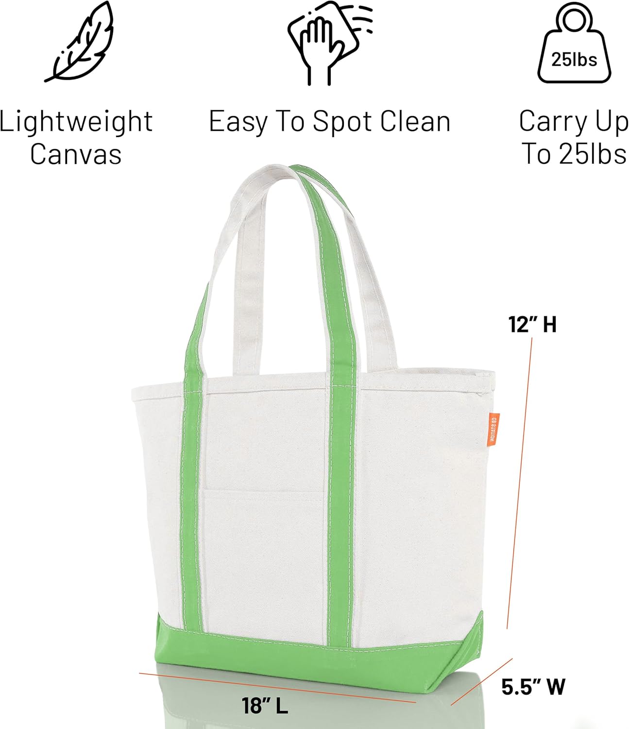CB STATION Medium Classic Canvas Tote Bag for Women, Top Zipper Closure, Outer Pocket, Daily Essentials, Groceries, Traveling