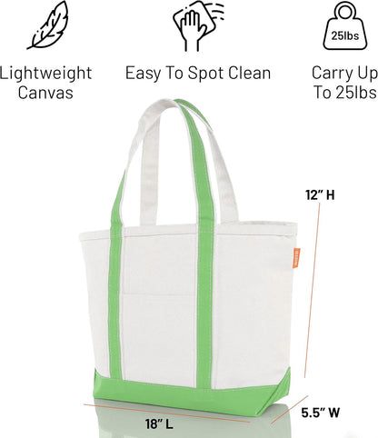 CB STATION Medium Classic Canvas Tote Bag for Women, Top Zipper Closure, Outer Pocket, Daily Essentials, Groceries, Traveling