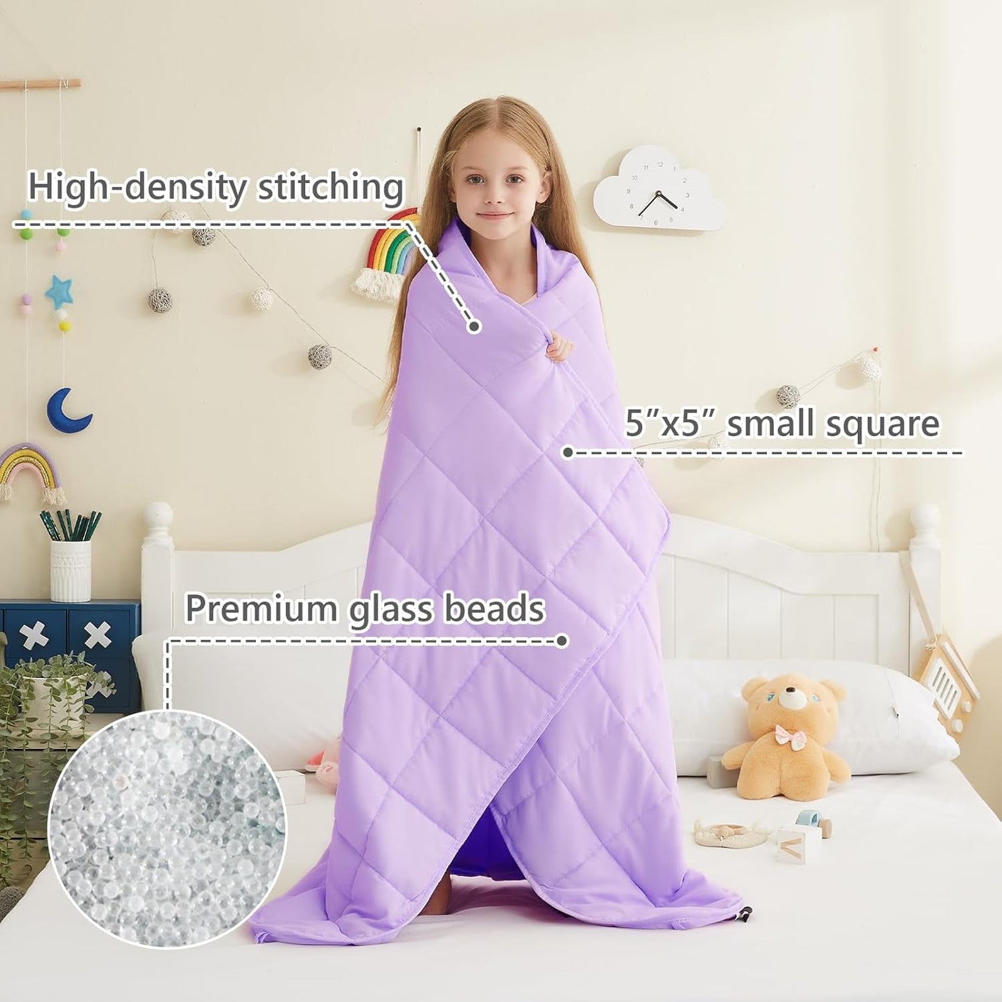L'AGRATY Weighted Blanket - 36"x48" 3lbs Weighted Blanket Microfiber Material with Glass Beads Small Blanket for All-Season Summer Fall Winter Soft Thick Blanket
