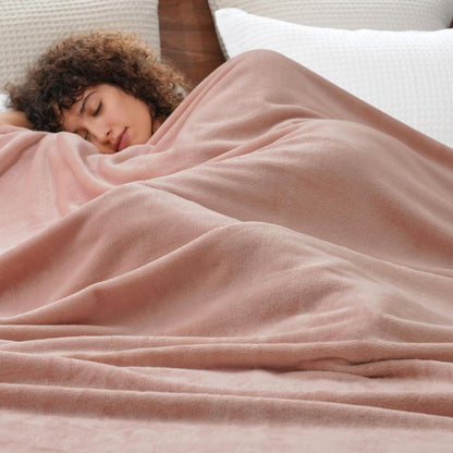 PHF Ultra Soft Fleece Blanket Twin Size, No Shed No Pilling Luxury Plush Cozy 300GSM Lightweight Blanket for Bed, Couch, Chair, Sofa Suitable for All Season, 66" x 90", Rose Pink