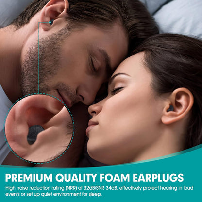 200 Pairs Earplugs for Noise Cancelling Individual Bagged Foam EarPlugs for Sleeping Work Snoring Sound Blocking Construction Loud Noise Reducing Earplugs Black Color