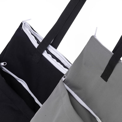 ALVABABY 2 Pack Large Wet Dry Bag Waterproof Hanging Cloth Diaper with Double Zippered Pockets 25x18 inches (Black and grey)