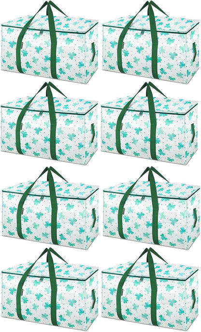 BALEINE 8-Pack Oversized Moving Bags with Reinforced Handles, Heavy-Duty Storage Tote for Clothes, Moving Supplies (Clover, 8-Pack)