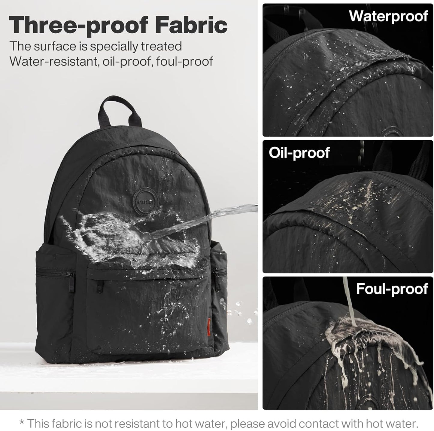 mixi Outdoor Lightweight Backpack Casual Carry On Laptop Backpack Travel Bookbag for Women Men, Water Resistant Durable Hiking Bag for Camping Weekender Sports College Work, 17 Inch, Black