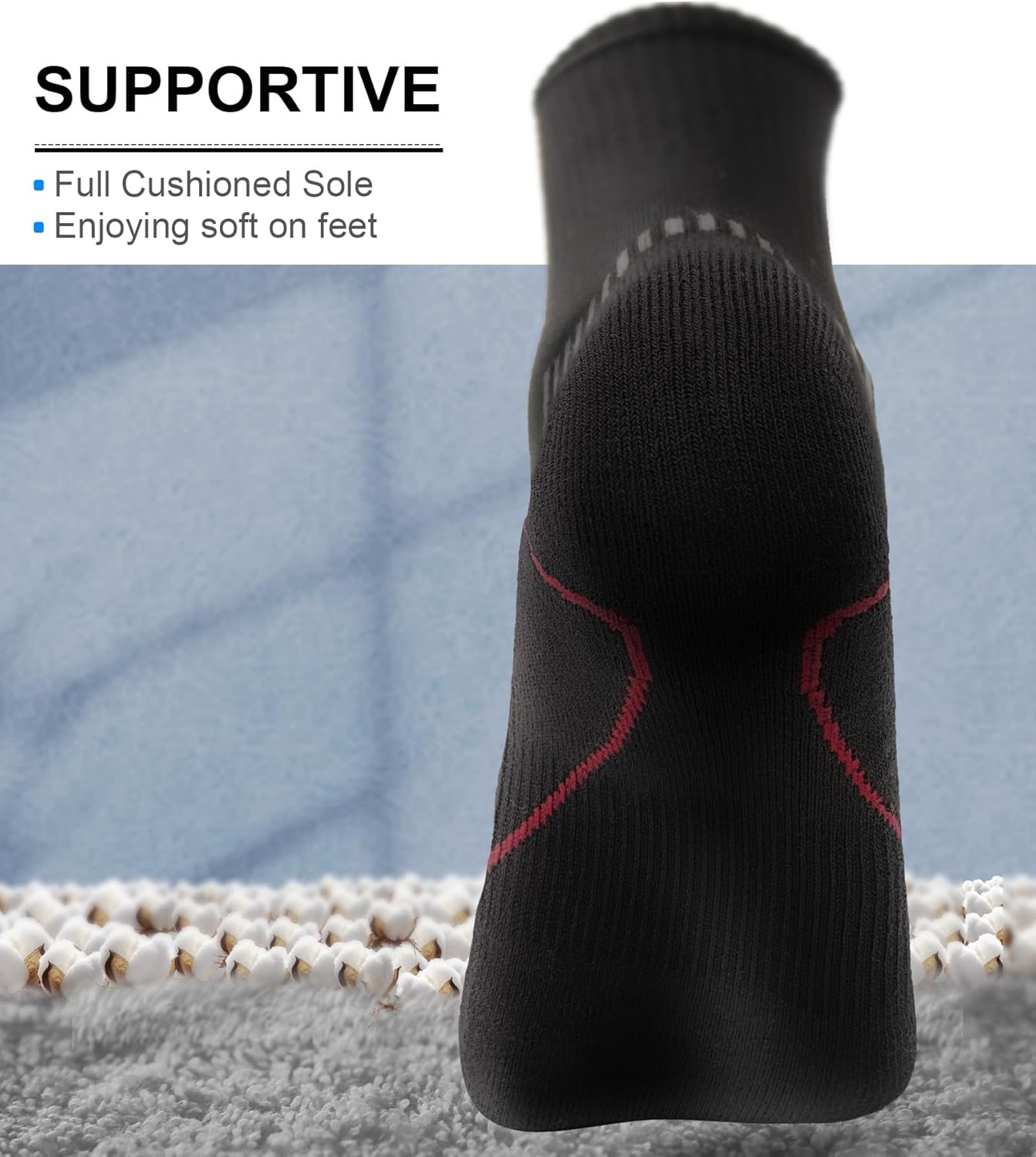 BULLIANT Compression Socks for Men 6Pairs, Athletic Crew Socks Cushioned For Men Sports Running-Arch Support