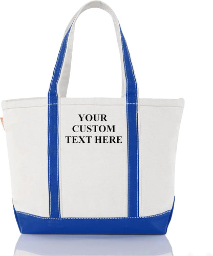 CB STATION Medium Classic Canvas Tote Bag for Women, Top Zipper Closure, Outer Pocket, Daily Essentials, Groceries, Traveling