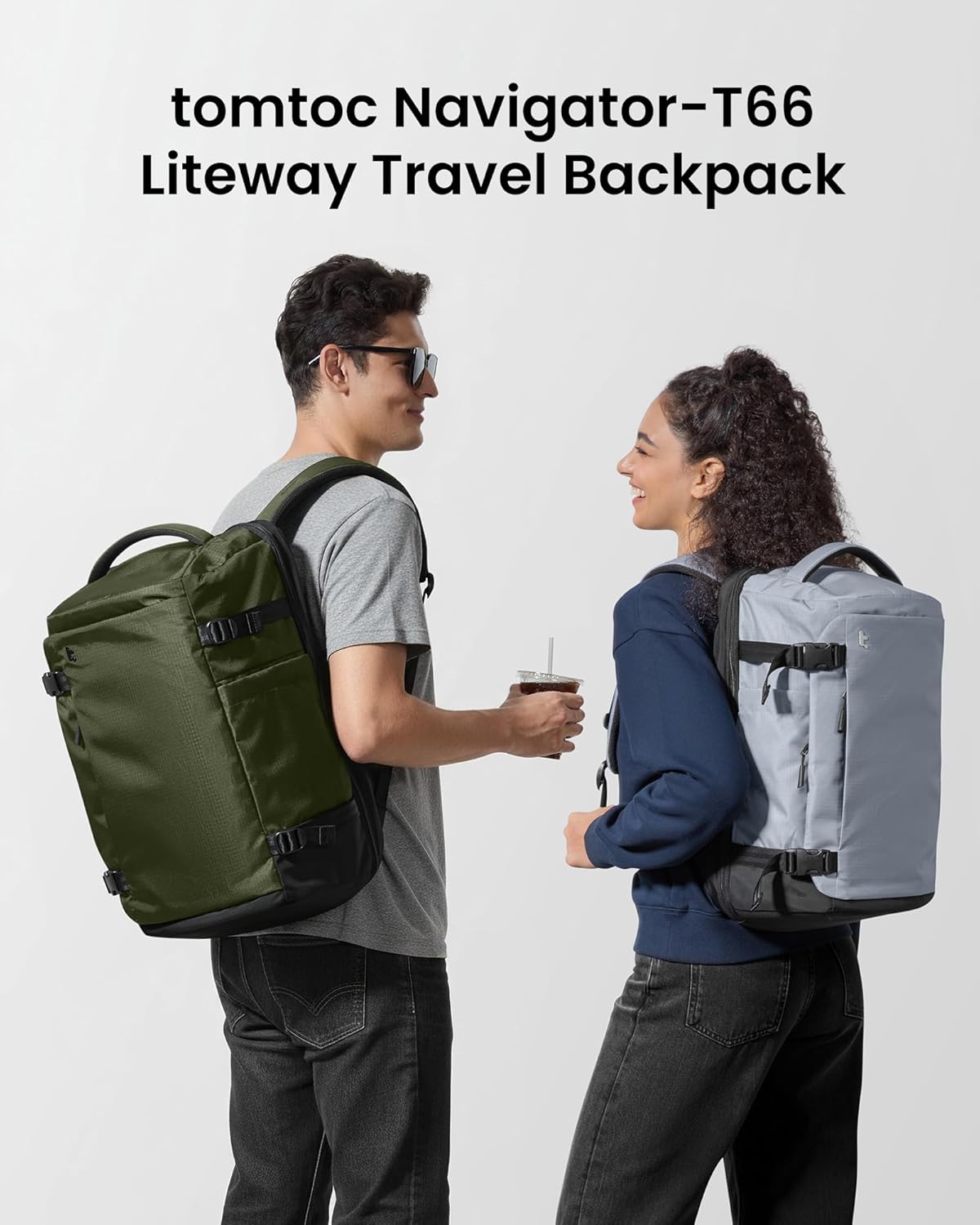 tomtoc Travel Backpack 40L, TSA Friendly Flight Approved Carry-on Luggage Hand Water-resistant Lightweight Business Rucksack, Durable Large Weekender Bag Daypack Fits 17.3 Inch Laptop