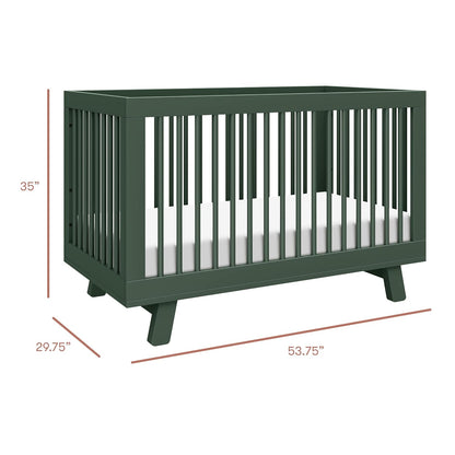 Babyletto Hudson 3-in-1 Convertible Baby Crib with Toddler Bed & Daybed Conversion - Strong, Durable, and Easy to Assemble - GREENGUARD Gold Certified w/ 4 Adjustable Mattress Heights - Forest Green