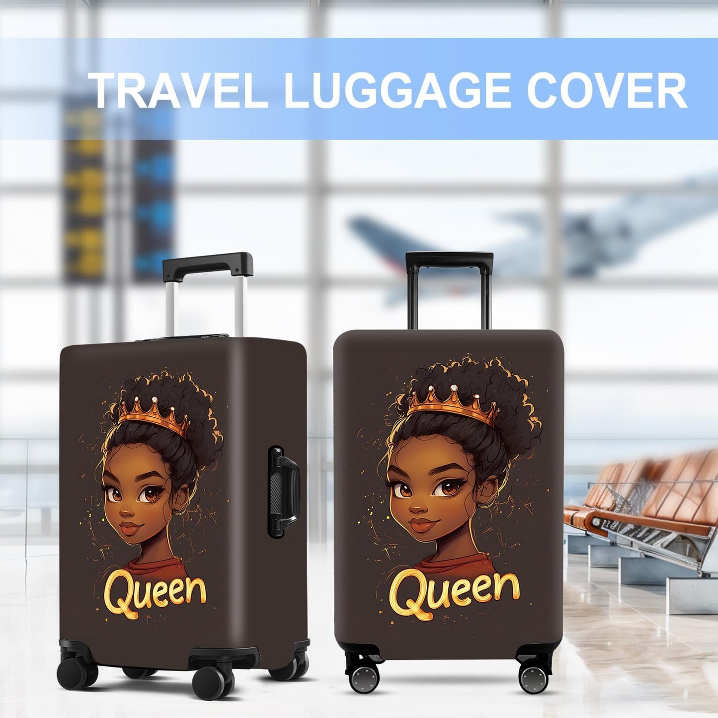 Luggage Cover Washable Suitcase Protector Anti-scratch Suitcase cover Fits 20-34 Inch Luggage (Girl-5, M(24-26inch suitcase))
