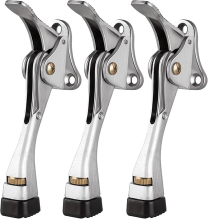 GroTheory 3 Pack Door Stoppers, 4 inch Kickdown Door Stops, Heavy Duty Door Stoppers for Bottom of Door, Adjustable Metal Door Kick Stand Floor and Release