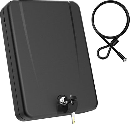Gun Safe for Pistols Small Handgun Lock Box with Security Cable Portable Travel Pistol Safe for Car, Home, Travel