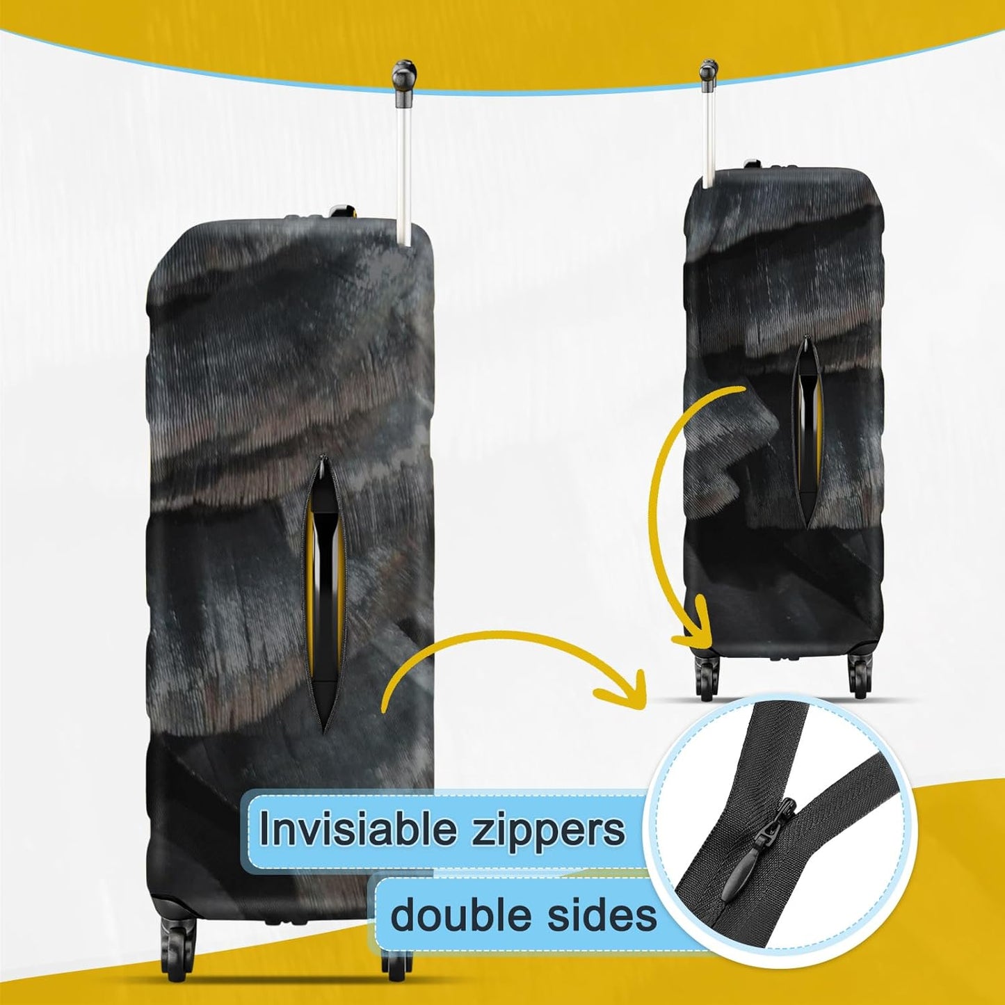 30 Inch PVC Luggage Protector Covers for TSA Approved Clear Suitcase Cover Protector Transparent Luggage Protective Cover Set (Painting, Suitable for 30"-31")