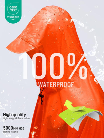 SaphiRose Hooded Rain Poncho Waterproof Raincoat Jacket for Men Women Adults