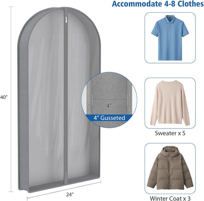 Zilink 40" Suit Bags for Closet Storage Clear Mink Coat Storage Bag Hanging Garment Bags for Storage with 4" Gussets for Suit, Fur Coat, Leather Jacket, Shirts and Sweater, Set of 4