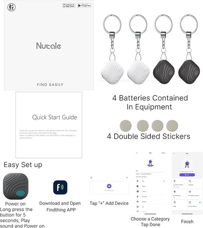 Key Finder, Bluetooth Tracker Item Locator with Key Chain for Keys Pet Wallets or Backpacks, Bluetooth Locator Tags Android and iOS Batteries Include
