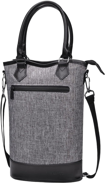 Tirrinia Insulated Wine Gift Carrier Tote - Travel Padded 2 Bottle Wine/Champagne Cooler Bag for Portable Wine Bottle Carrying Case, Women Men Event party, Gift for Wine Lovers