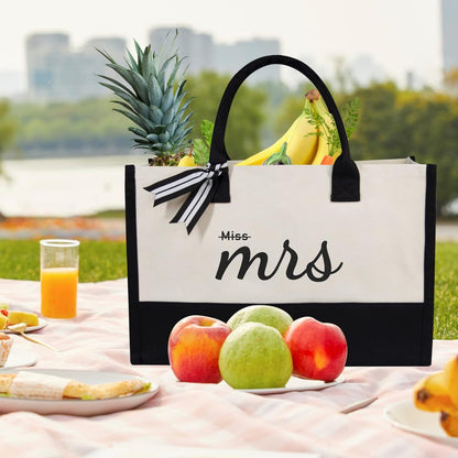 TOPDesign Canvas Tote Bag, Bridal Shower Gifts for Bride, Wedding Bachelorette Bride Gifts Shoulder Bag