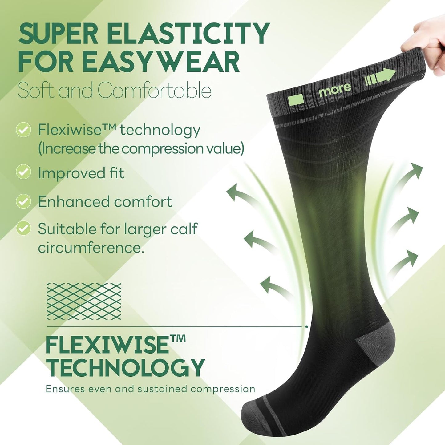 SONORAN Bamboo Viscose Compression Socks for Women & Men (3 Pairs) 15-20 mmHg Knee High Support for Nurses, Travel, Pregnant