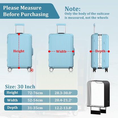 Upgraded Clear TPU Luggage Cover Protector with Black Stretchable Sides, Fit 30 Inch Travel Suitcase TSA Approved, Waterproof & Anti-Scratch, Includes Free Red Luggage Tag