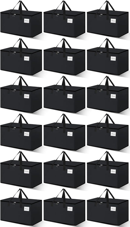 Heavy Duty Moving Bags - Extra Large Packing Bags and Storage Totes, Collapsible and Foldable Option for Moving and Storage, Black, 125 L - 18 Pack