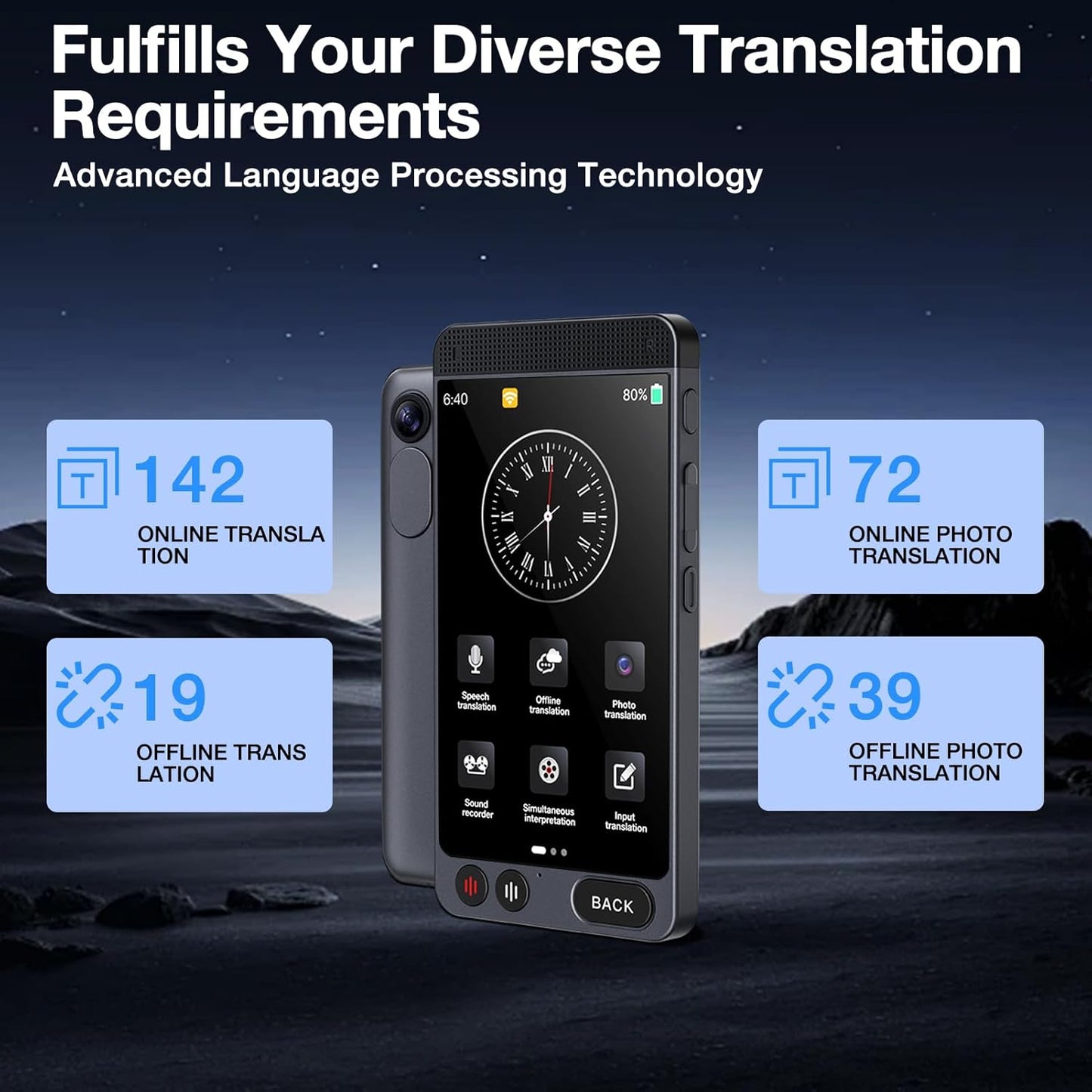 Offline Language Translator Device, No WiFi Needed Instant Translator, 142 Languages Two Way Real - Time Voice & Photo AI Translation for Business Learning Travel
