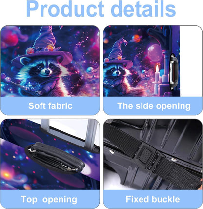 Raccoon Luggage Cover Washable Suitcase Protector Anti-Scratch,Stretchable Fit for 20-34Inch Luggage Durable Travel Bag Cover with Zipper ClosureL(28-30inch suitcase)