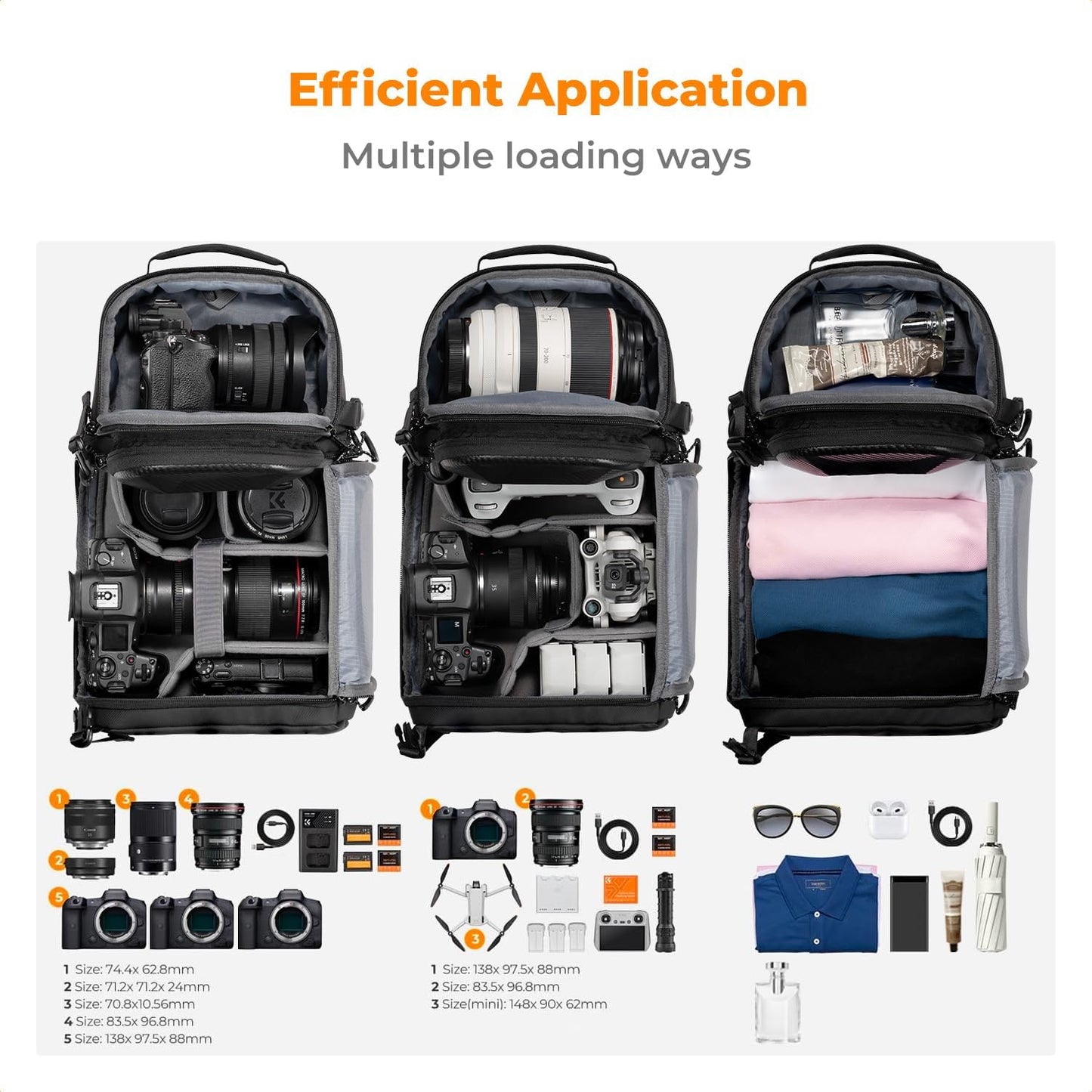 K&F Concept Camera Sling Bag Crossbody Bag Hardshell Camera Shoulder Backpack DSLR/SLR/Mirrorless Camera Case Photography Bags for Photographer