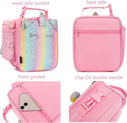 FlowFly Kids Lunch box Insulated Soft Bag Mini Cooler Back to School Thermal Meal Tote Kit for Girls, Boys, Smile
