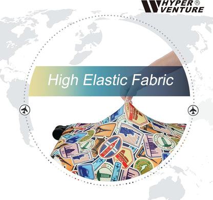HYPER VENTURE Washable Luggage Cover - Fashion Suitcase Protector Fits 27-30 Inch Luggage (World Voyage, L)