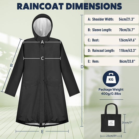 ANYOO Waterproof Rain Poncho Lightweight Reusable Hiking Hooded Coat Jacket for Outdoor Activities