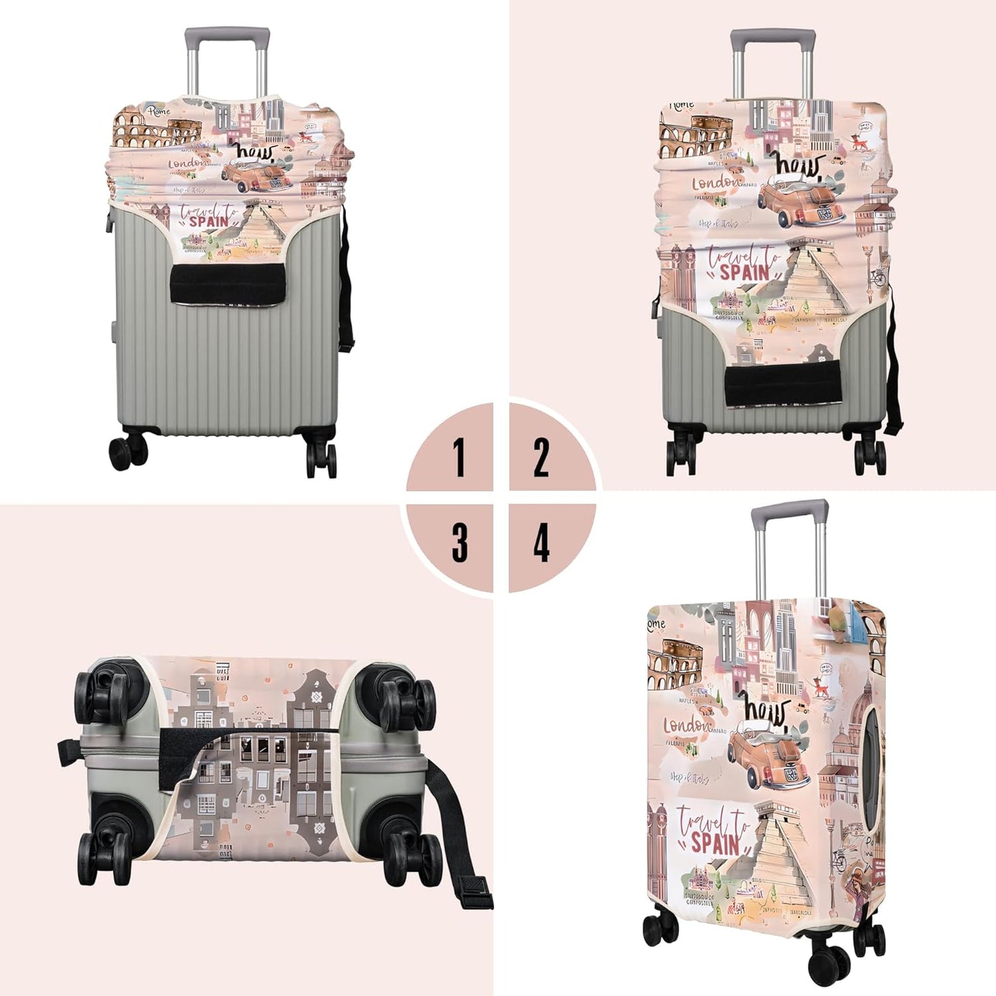 Travel Luggage Cover Suitcase Protector Fits 18-32 Inch Wheel Covers PatternedTravel Related Items Flower Luggage Protector Elastic M